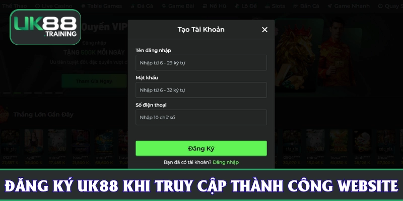 Đăng ký UK88 khi truy cập thành công website