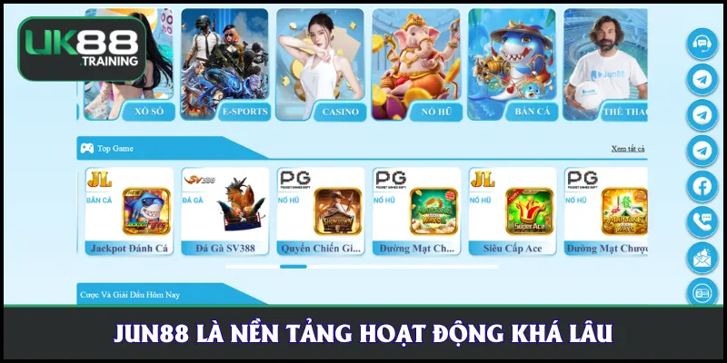 Jun88 là nền tảng hoạt động khá lâu